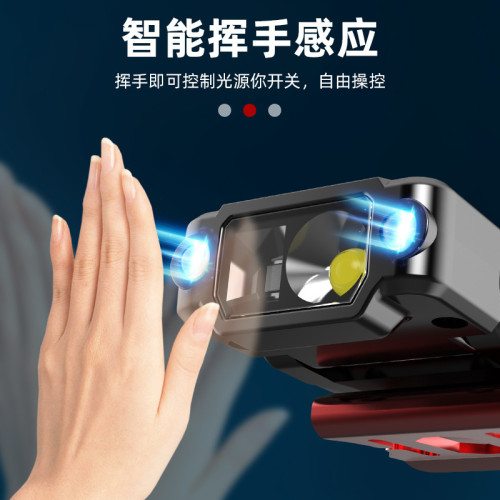感應帽夾燈釣魚專用頭燈戶外強光充電夜釣超長續航頭戴式led燈