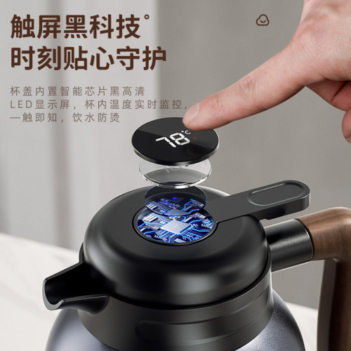 恩爾美陶瓷內膽大容量燜茶壺老式家用可攜式茶水分離顯溫悶泡保溫壺