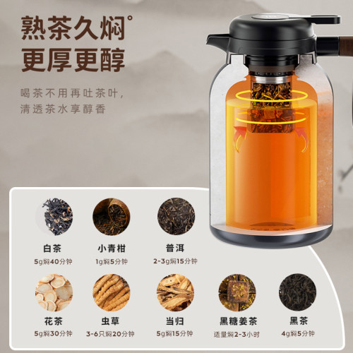 恩爾美陶瓷內膽大容量燜茶壺老式家用可攜式茶水分離顯溫悶泡保溫壺