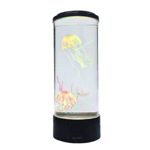 床頭七彩大水母水燈水族箱仿真台燈兒童臥室氛圍夜燈房間變色台燈