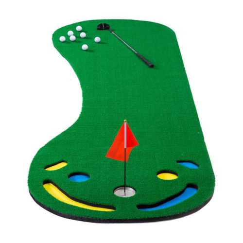 可攜式高爾夫推桿練習器大腳丫迷你果嶺高爾夫練習毯golf室內練習