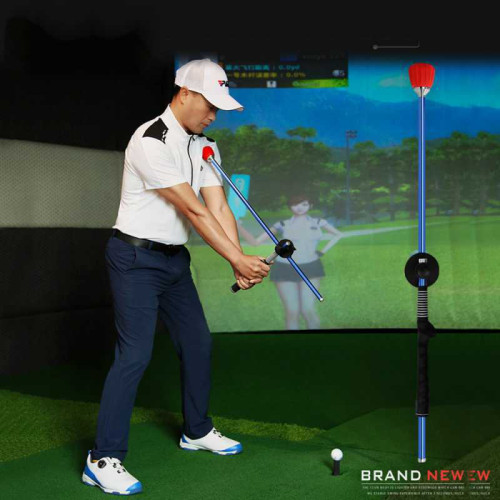 初學者揮桿擊打墊高爾夫揮桿訓練器可折曡調整長度golf動作糾正器