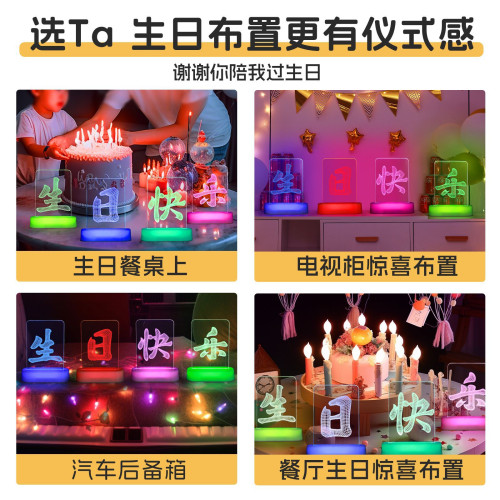 發光生日快樂字母LED燈牌擺件室內裝飾桌面氛圍裝飾布置小夜燈