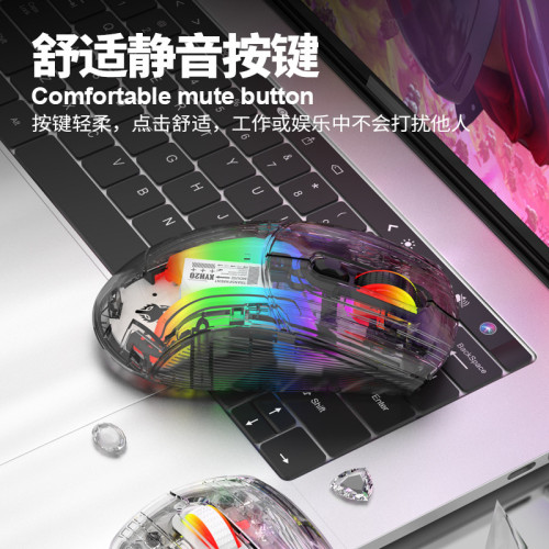 炫銀狐XYH20RGB無線藍牙三模透明機械滑鼠女生遊戯電競靜音滑鼠
