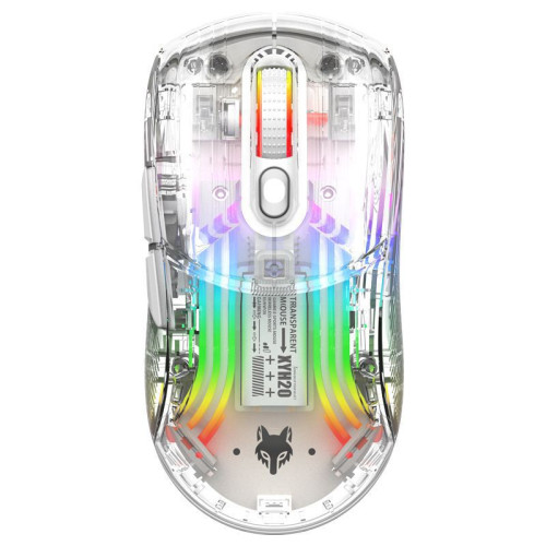 炫銀狐XYH20RGB無線藍牙三模透明機械滑鼠女生遊戯電競靜音滑鼠