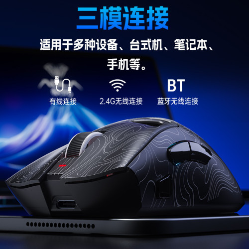 狼蛛SC620輕量化無線三模電競遊戯滑鼠RGB鏤空PAW3311芯片筆電