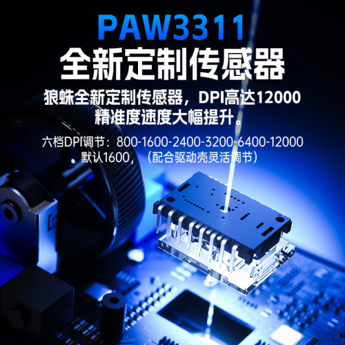 狼蛛SC620輕量化無線三模電競遊戯滑鼠RGB鏤空PAW3311芯片筆電