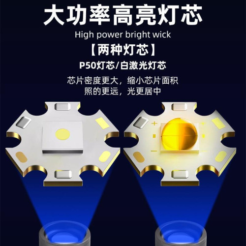 LED戶外強光多功能Type-C充電鋁合金尾部掛鉤手電筒可攜式