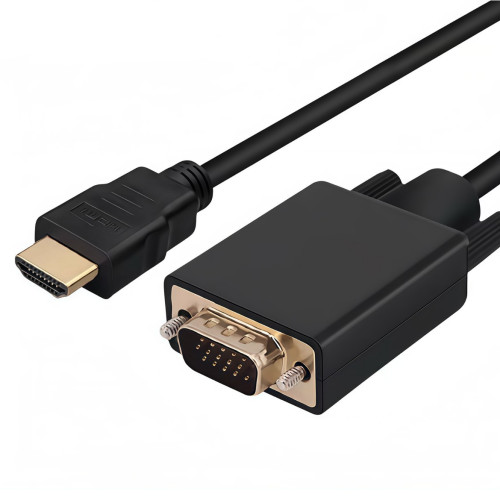 HDMI轉VGA線1.8米1080p黑色袋裝高清轉換頭鍍金插片vga投影線