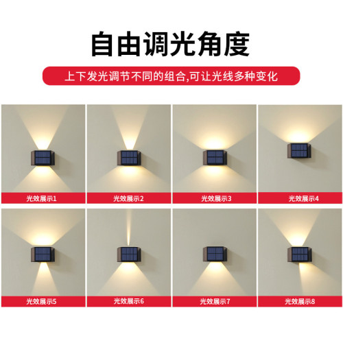 LED太陽能壁燈戶外花園圍牆裝飾壁燈可調節亮度景觀氛圍燈