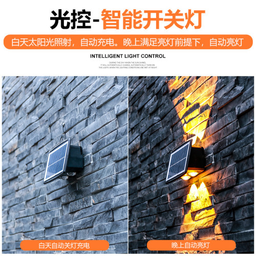 太陽能凸透鏡壁燈洗牆燈家用防水景觀燈洗牆燈戶外壁燈陽台洗牆燈