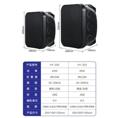 大功率壁掛音箱40W/60W 商場培訓教學會議用壁掛音箱 壁掛音響