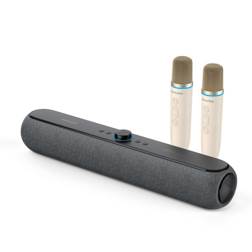 艾吾新款無線藍牙音箱電腦桌面家用可攜式戶外K歌話筒布藝小音響