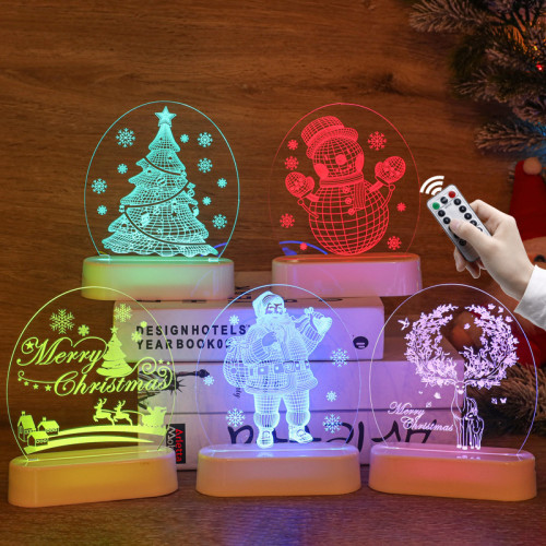 聖誕節裝飾燈LED燈串 3D字母燈亞克力底座燈聖誕節老人雪人氛圍彩