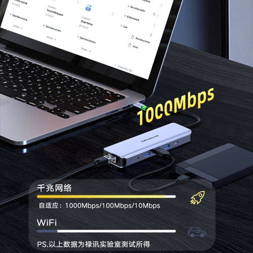 type-c擴展隖hdmi+VGA千兆網卡usb轉換hub集線器u盤4K高清