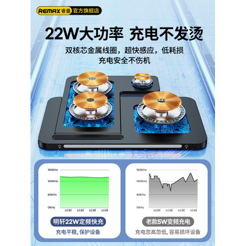 remax 折曡三合一無線充電器 手機無線充手錶快充 三合一無線充