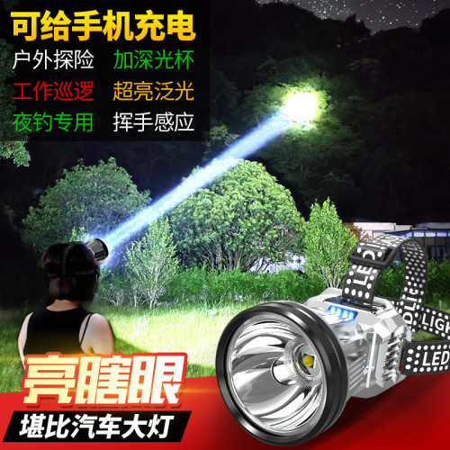新款頭燈led戶外照明光杯強光頭燈USB充電頭戴式戶外夜釣照明