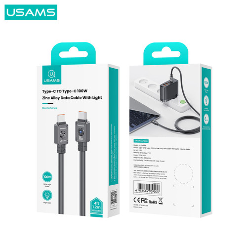 USAMS適用蘋果15手機充電器雙Type-C快充數據線手機PD30W快充線燈