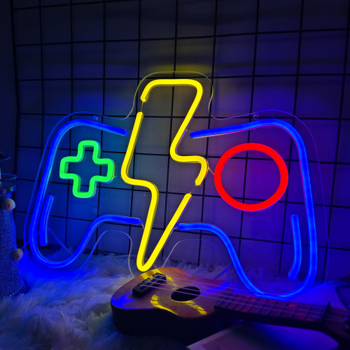 可調節亮度霓虹燈遊戯機霓虹燈遊戯手柄電競房裝飾霓虹燈