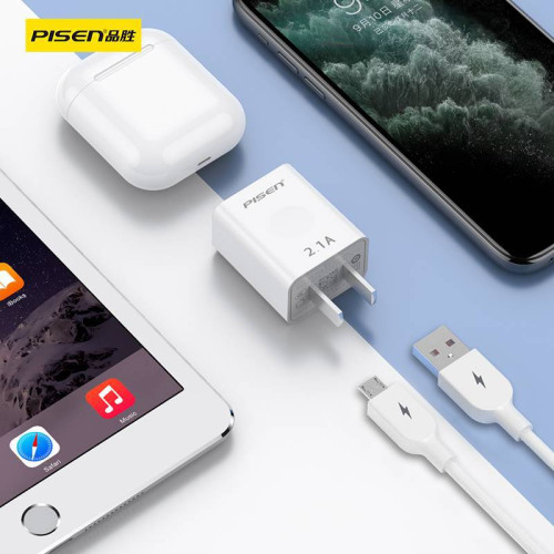品勝2.1A套裝適用於蘋果USB充電器Type-c數據線安卓充電頭1米華爲