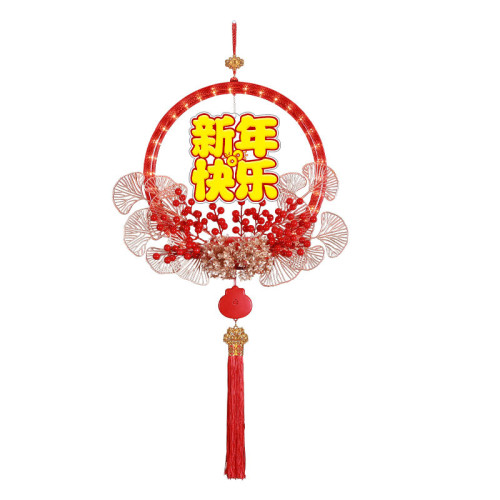 發光新年快樂花環led彩燈2025春節室內牆壁蛇年氛圍裝飾布置掛件
