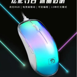 新盟M368冰晶遊戯滑鼠透明RGB發光6D電腦宏編程遊戯辦公滑鼠
