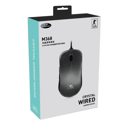 新盟M368冰晶遊戯滑鼠透明RGB發光6D電腦宏編程遊戯辦公滑鼠