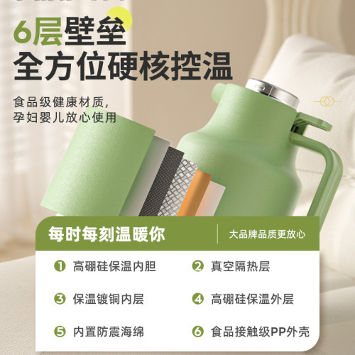 保溫暖水壺家用熱水瓶大容量暖壺玻璃內膽暖水保溫瓶熱水壺2升