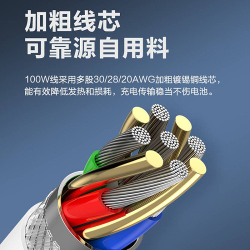 品勝鍍金雙typec頭數據線pd100W快充cTc口手機筆電平板plus果15