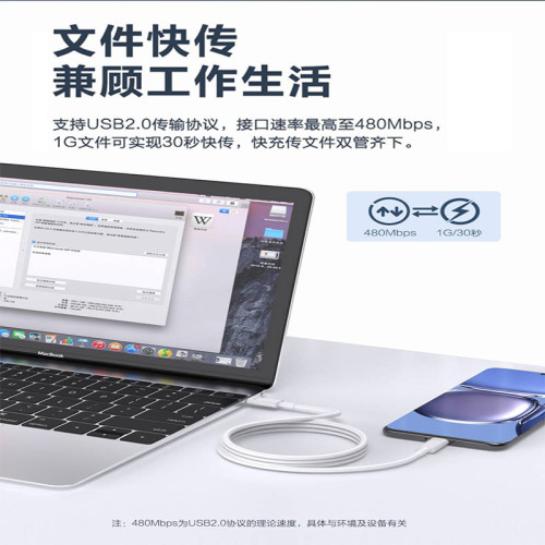 品勝鍍金雙typec頭數據線pd100W快充cTc口手機筆電平板plus果15