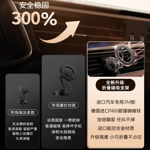 領臣車用手機支架磁吸支架汽車導航支架magsafe吸盤式中控台通用