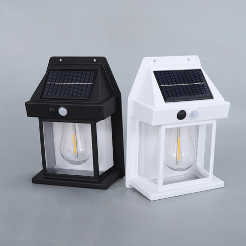 新款戶外太陽能壁燈戶外防水鎢絲燈感應庭院燈花園別墅小夜燈照明