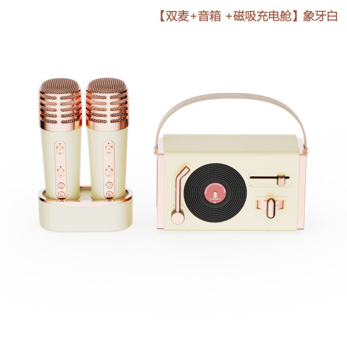 新款藍牙音箱 K歌音箱一體機可攜式手提戶外唱歌低音砲復古小音響
