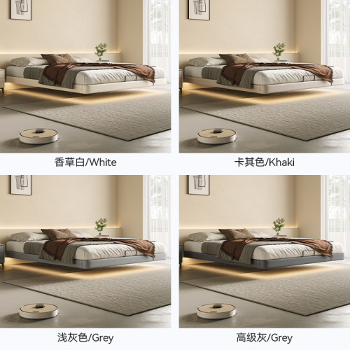 無床頭懸浮床現代簡約主臥雙人無靠背懸空床架奶油風小戶型齊邊床