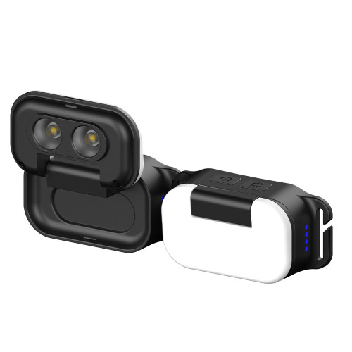 新款雙光源強光頭燈 LED頭戴式Type-c充電可翻轉輕便泛光頭戴燈