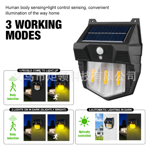 新款戶外太陽能壁燈戶外防水鎢絲燈感應庭院燈花園別墅小夜燈照明