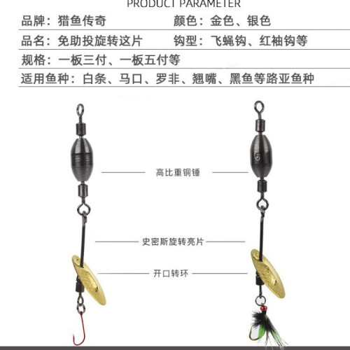 改裝野釣旋轉飛旋瓜子亮片免助投器遠投翹嘴白口微物假餌垂釣魚餌