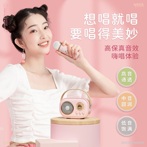 新品C20迷你藍牙K歌音箱家庭戶外娛樂無線麥克風音響零售