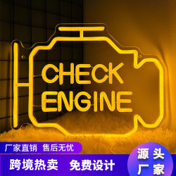 檢查引擎掛牆氛圍裝飾臥室布置車庫霓虹燈油箱造型燈創意燈飾