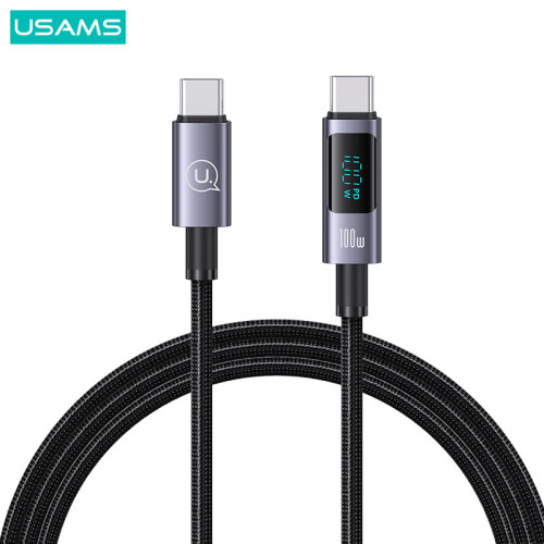 USAMS華爲數顯手機充電線100Wpd數據線30W適用蘋果數據線TYPEC66W