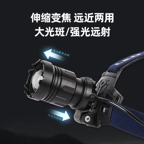 雅尼S09頭燈強光充電超亮頭戴式手電筒戶外變焦調焦釣魚超長續航