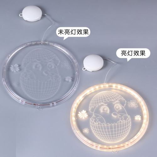 發光兔子彩蛋吸盤LED彩燈掛件復活節室內櫥窗氛圍裝飾布置掛飾