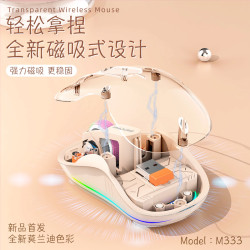 新款M333透明無線藍牙三模滑鼠靜音可充電桌上型筆記型電腦通用滑鼠