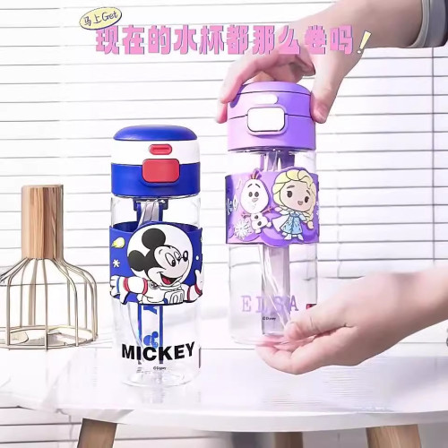 草莓熊米奇兒童水杯帶吸管可愛tritan材質上學專用學生防摔實體店
