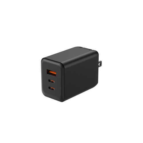 PD65W三口氮化鎵充電器大功率3孔可折曡手機超級快充充電頭3C