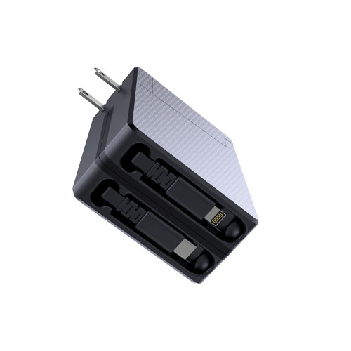 新款氮化鎵伸縮AC充電器帶伸縮線PD65W快充插腳可折曡USB旅充