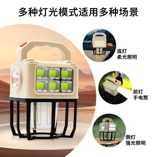 新款太陽能LED野營燈手提式露營燈戶外多功能帳篷燈充電寶