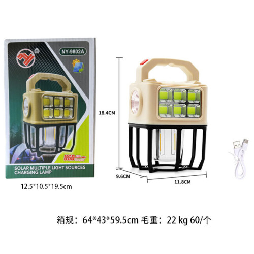 新款太陽能LED野營燈手提式露營燈戶外多功能帳篷燈充電寶
