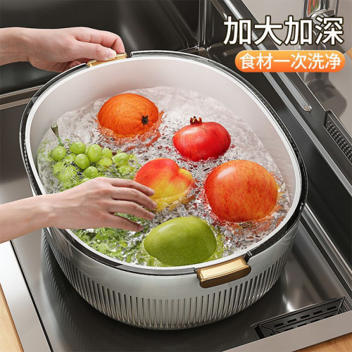 瀝水籃洗菜盆廚房家用雙層客廳洗水果菜籃淘米神器加厚塑膠濾水籃