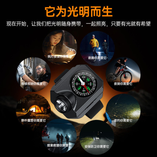新款戶外野營強光手錶燈 led燈珠節能手腕燈夜釣迷你強光手電筒